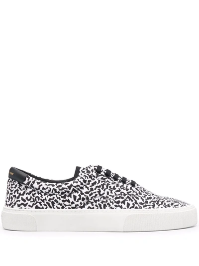 Shop Saint Laurent Venice Sparkle-print Low-top Sneakers In Weiss