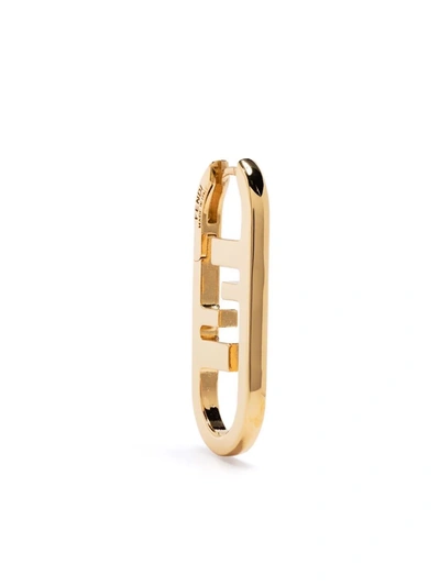 Shop Fendi O'lock Oval Single Earring In Gold