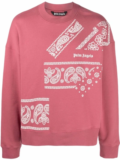 Shop Palm Angels Paisley Logo-print Relaxed Sweatshirt In Rosa