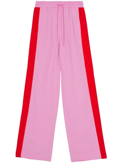 Shop Burberry Side-stripe Wide-leg Track Pants In Rosa