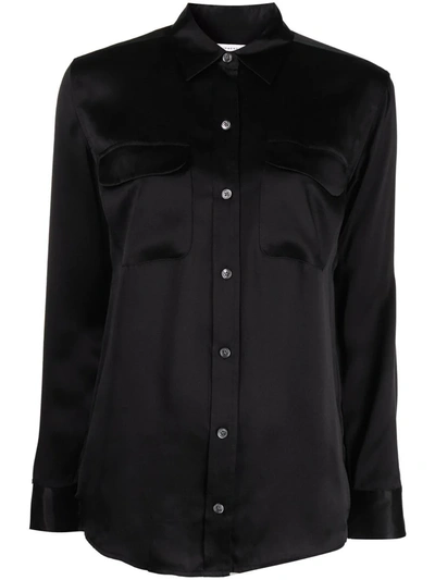 Shop Equipment Signature Silk Satin Shirt In Schwarz