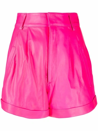 Shop Manokhi Flared Leather Shorts In Rosa