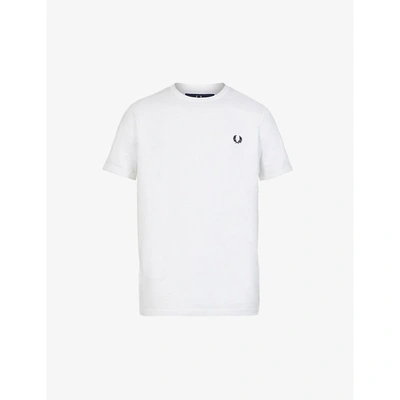 Shop Fred Perry Men's White Ringer Logo-embroidered Cotton-jersey T-shirt