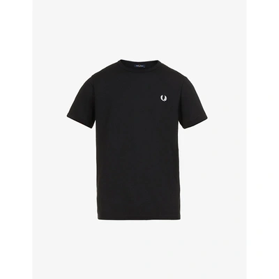 Shop Fred Perry Men's Black Ringer Logo-embroidered Cotton-jersey T-shirt