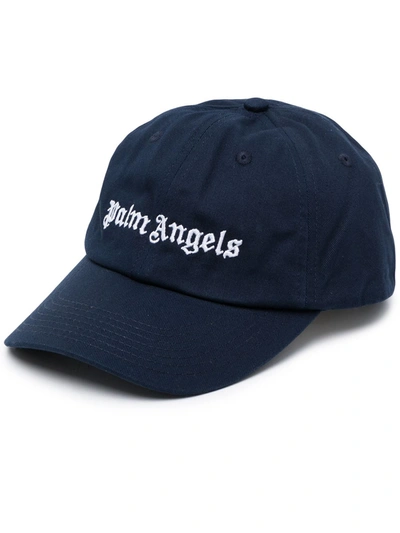 Shop Palm Angels Embroidered Logo Cap In Blue