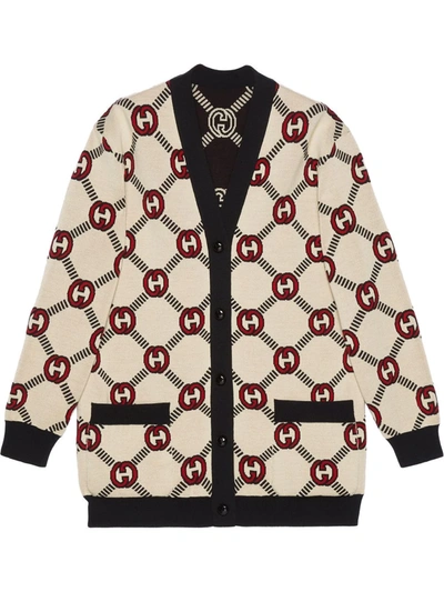 Gucci Interlocking G Reversible Wool Cardigan In Neutrals