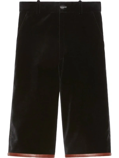 Shop Gucci Velvet Knee-length Shorts In Black