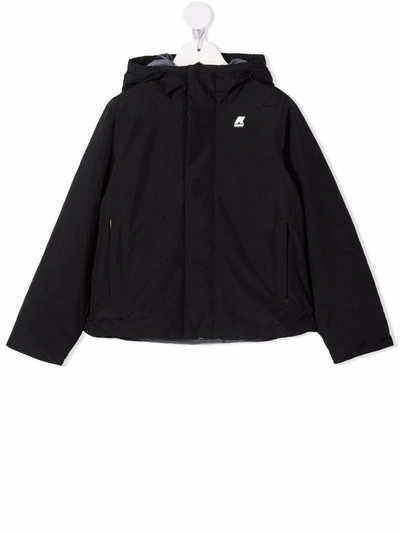 Shop K-way Hooded Zip Jacket In Black