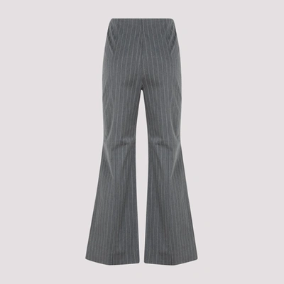 Shop Ganni Stretch Stripe Cropped Pants In Grey