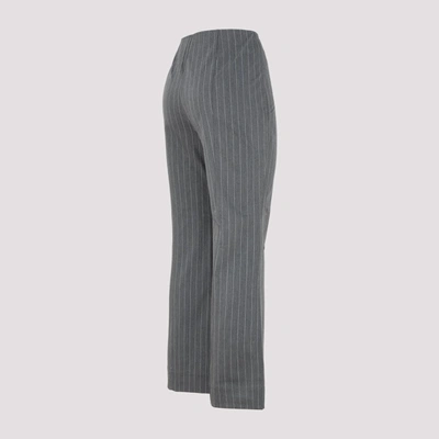 Shop Ganni Stretch Stripe Cropped Pants In Grey