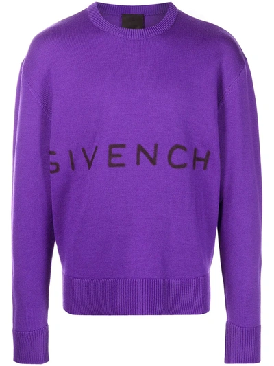 Shop Givenchy Wool 4g Logo Jumper In Purple