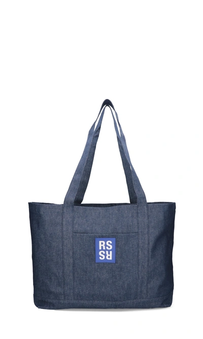 Shop Raf Simons Oversized Denim Tote Bag In Blue