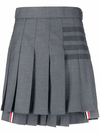 Shop Thom Browne 4-bar Pleated Mini Skirt In 035 Med Grey