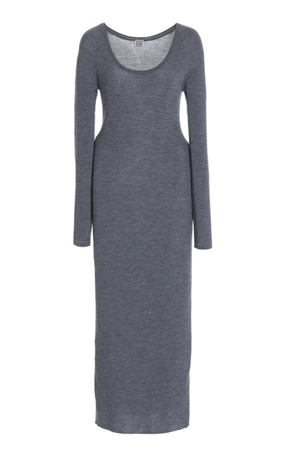 Shop Totême Women's Ribbed Wool Maxi Dress In Grey