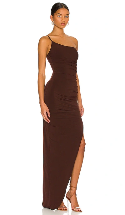 Nookie Aria One Shoulder Gown In 초콜렛
