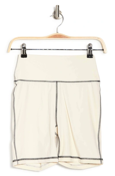 Shop Weworewhat Corset Seamed Biker Shorts In Off White