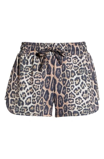 Shop Onzie Divine French Terry Lounge Shorts In Leopard