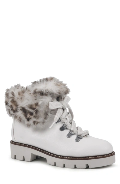 Shop White Mountain Glamorous Faux Fur Lined Lug Sole Boot In White/smooth