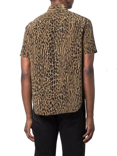 Shop Saint Laurent Men's Beige Silk Shirt In Brown