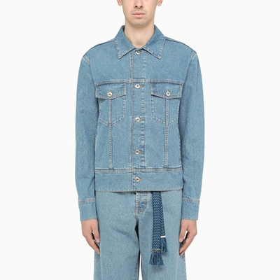 Shop Lanvin Skate Denim Jacket In Light Blue