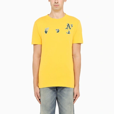 Shop Off-white Yellow/blue Mlb Oakland Athletics Crewneck T-shirt