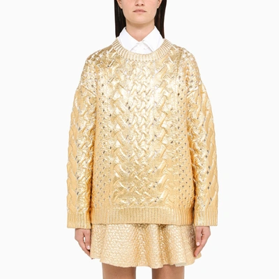 Shop Valentino Gold Wool Pullover In Metal