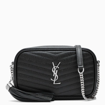Shop Saint Laurent Black/silver Mini Lou Bag