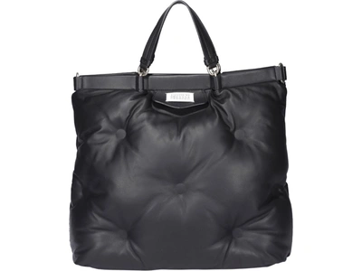 Shop Maison Margiela Logo Patch Quilted Tote Bag In Black