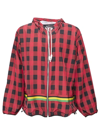 Shop Palm Angels Check-print Hooded Jacket In Red