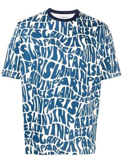 Shop Lanvin Wave Logo T-shirt In Blue