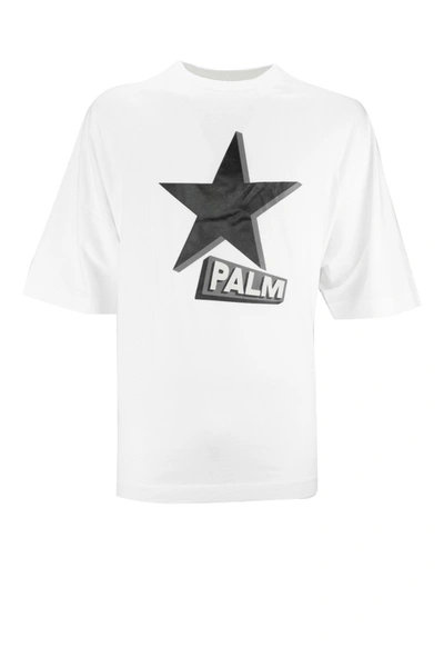 Shop Palm Angels White Star Logo-print Raglan-sleeve T-shirt