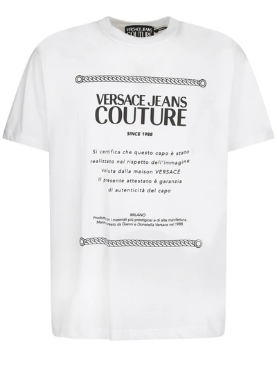 Shop Versace Jeans Couture Printed Cotton T-shirt In White