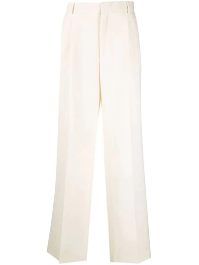 Shop Casablanca High-waisted Straight Leg Trousers In White