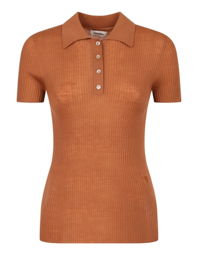 Shop Nanushka Merino Wool Polo In Brown