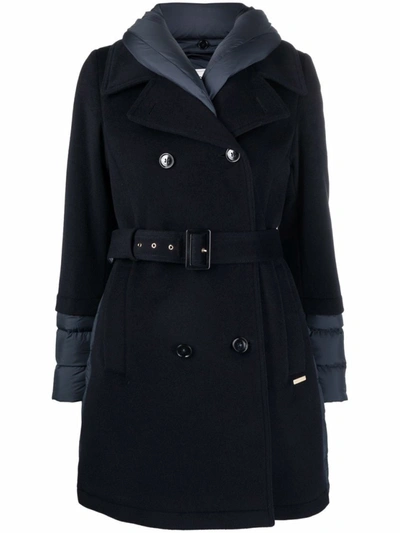 Shop Woolrich Kuna Quilted-finish Trench Coat In Black