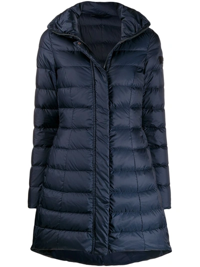 Shop Peuterey Ocean Blue Down Long Sleeve Padded Coat