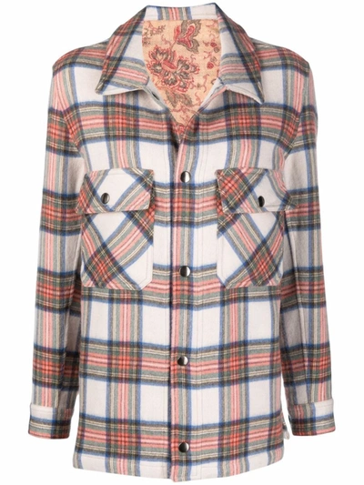 Shop Pierre-louis Mascia Check-print Wool Shirt Jacket In Multicolor