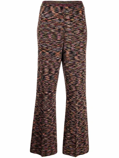 Shop M Missoni Multicolour Marl-knit Flared Trousers In Brown