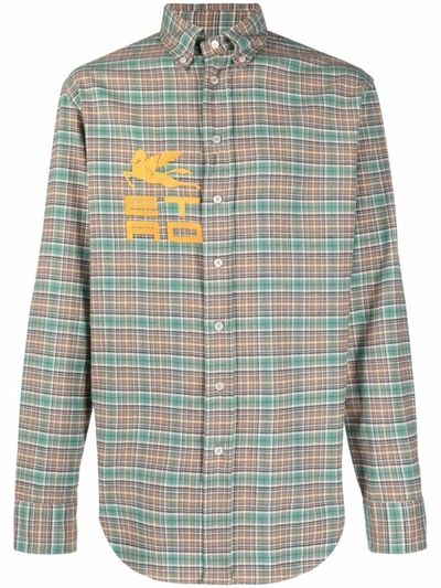 Shop Etro Embroidered-logo Shirt In Grey