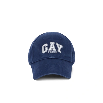 Shop Balenciaga Pride Cotton Cap In Blue