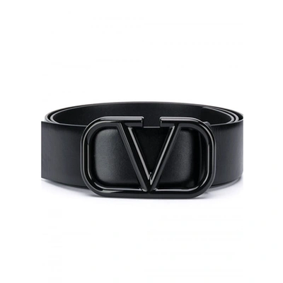 Shop Valentino Signature Leather Belt In Black