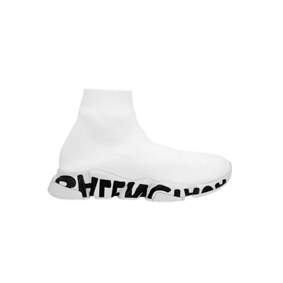 Shop Balenciaga Speed Graffiti Sneakers In White