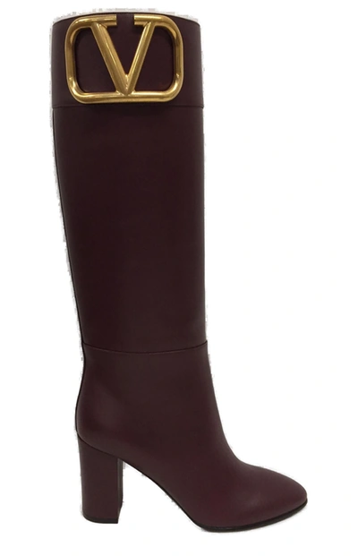 Shop Valentino Supervee Block Heel Boots In Brown