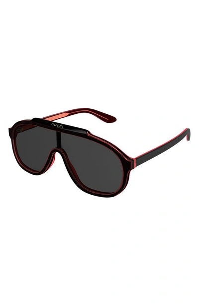 Shop Gucci 99mm Solid Shield Sunglasses In Black