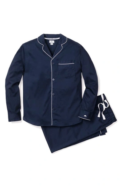 Petite Plume Men's Classic Twill Pajamas Set In Navy