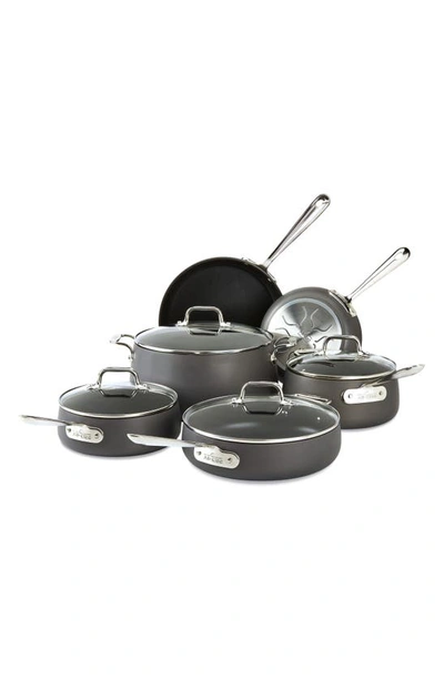 Shop All-clad Hard Anodized 10-piece Nonstick Cookware Set In Grey