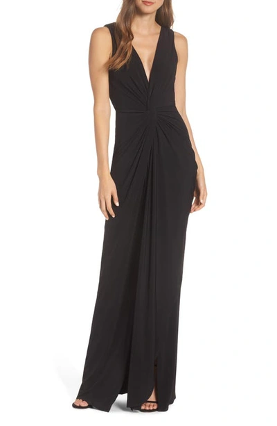 Shop Katie May Leo Twist Front Column Gown In Black