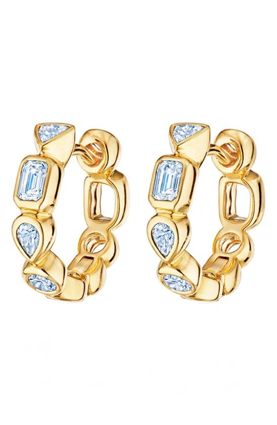 Shop Kwiat Diamond Bezel Huggie Hoop Earrings In Yellow Gold