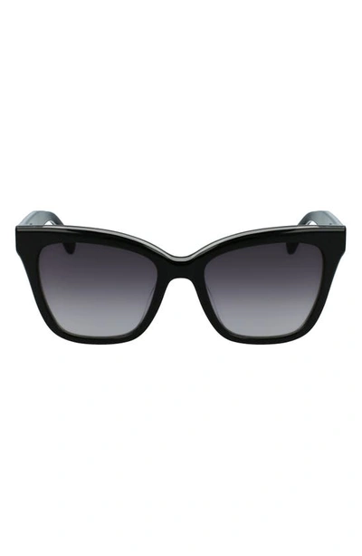 Shop Longchamp Monogram 53mm Rectangle Sunglasses In Black