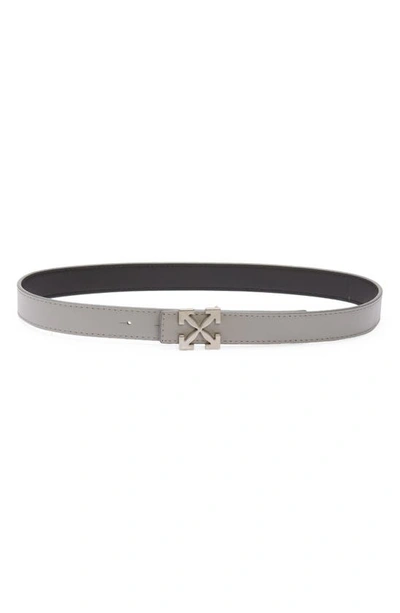 Shop Off-white Arrows Reversible Leather Belt In Grey Black